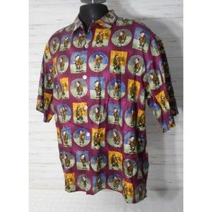 Guy Buffet Hawaiian Camp Shirt Men's LARGE GOLF GOLFERS Button Front 100% Silk